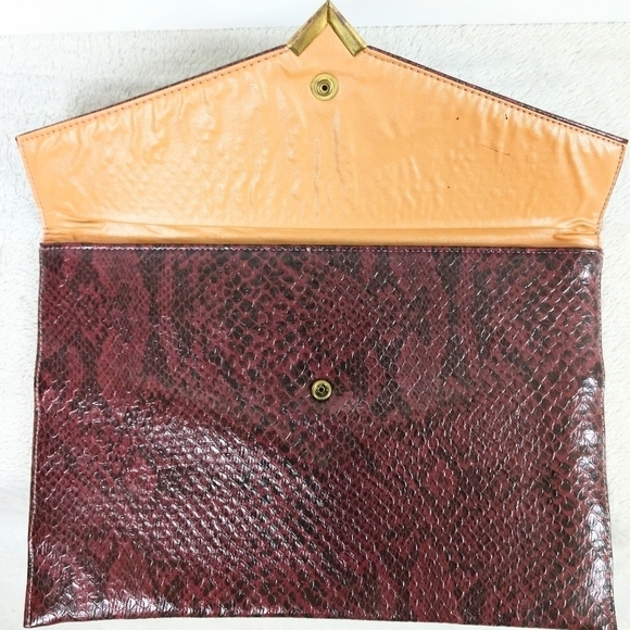 Shirl Miller LTD. Vintage Snakeskin Pattern Envelope Clutch Purse - Picture 3 of 9